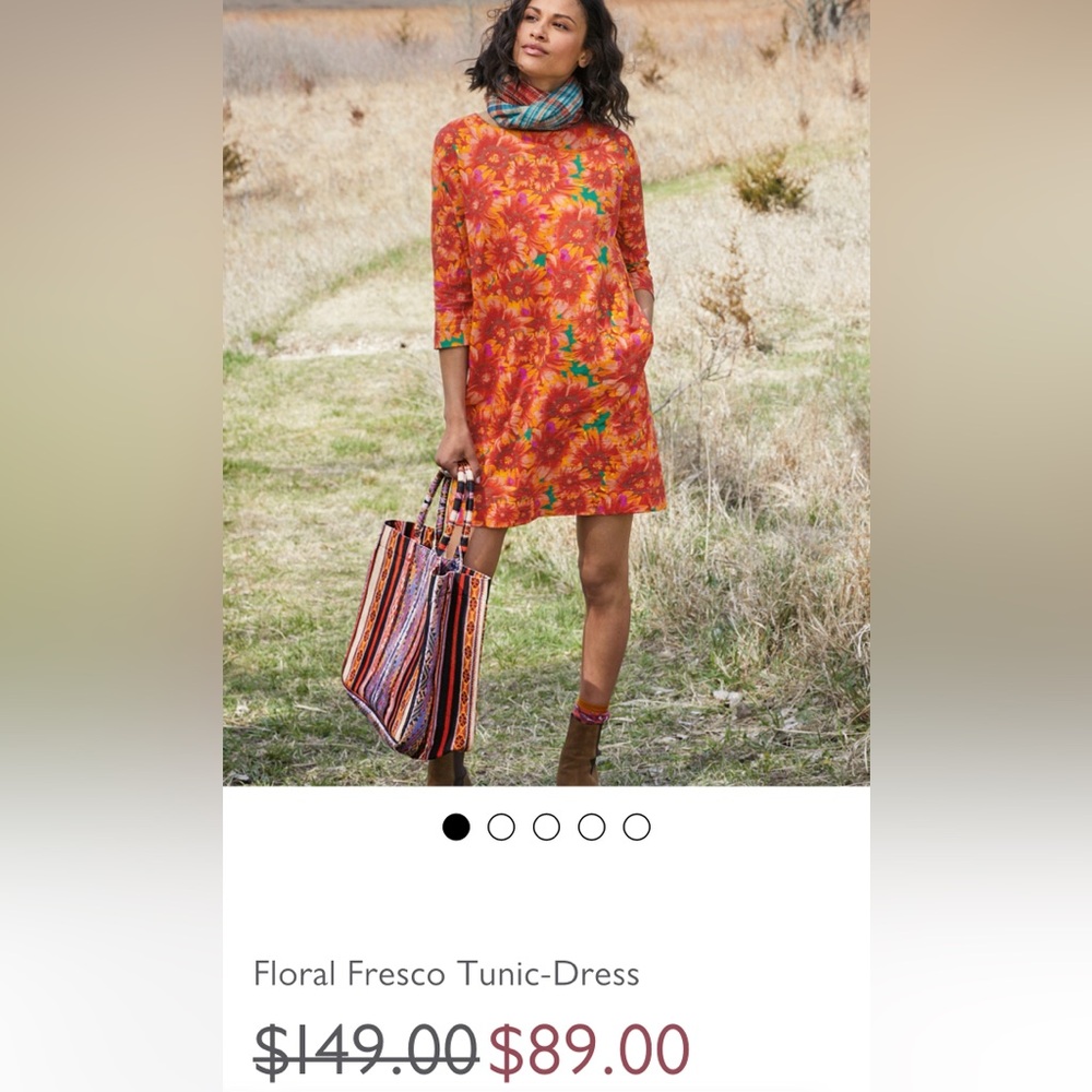 Peruvian Connection Floral Fresco Tunic-Dress - New Never Worn